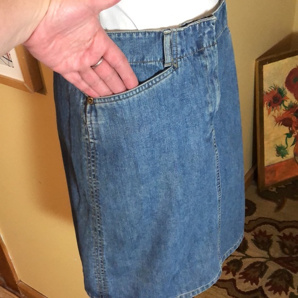 Vintage TALBOTS Size 6 petite Denim 100% Cotton Flat front 2 Pockets Skirt NEW - Picture 7 of 16